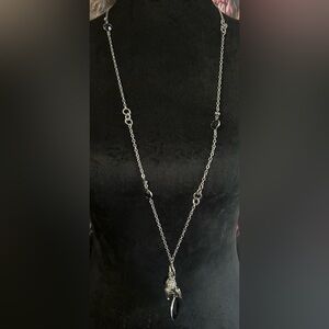 Rope Styled Silver Tone Necklace with Pendant